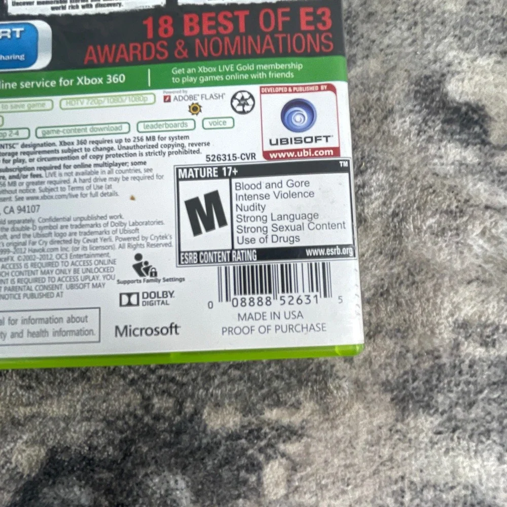 Far Cry 3 Xbox 360 Game Ubisoft Action Shooter Open World NTSC Tested